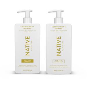Native Coconut & Turmeric Shampoo and Conditioner Contain Naturally Derived Ingredients | All Hair Types, Color & Treated, Fine to Dry Damaged, Sulfate & Dye Free - 2-Pack