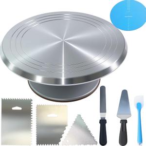 12 Inch Aluminium Alloy Revolving Cake Stand, Rotating Cake Turntable for Cake, Cupcake Decorating Supplies