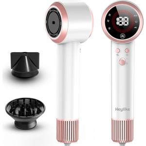 Hair Dryer, AI Smart 160000 RPM HighSpeed Brushless Motor Plasma Ion AI Blow Dryer with Diffuser for Fast Drying, Professonal 4Temp/3Speed ThermoControl Lightweight AI Hairdryer for Women Men Travel