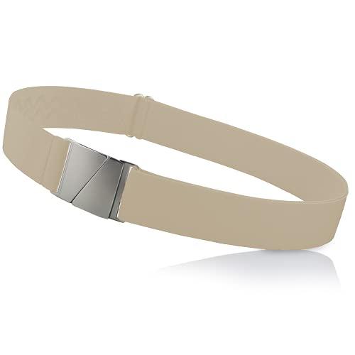 ONE-BELT No Show Invisible Elastic Belts for Women & Men 1.5" Adjustable Non Slip Fits Waist Up To 50 Inch(Beige)