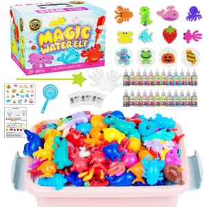 Magic Water Toy Elf Kit, Water Fairy Water Gel Kit with 12 Magic Gels, 12 Shape Molds, Fun Summer Toys Gifts Kids Birthday Party Favors, DIY STEM Aqua Kits Boys Girls Toys for Age 3+(12 Colors)