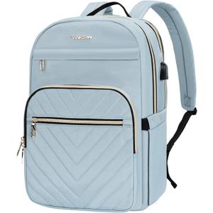 VANKEAN 15.6 Inch Laptop Backpack for Women Work Laptop Bag Fashion with USB Port, Waterproof Backpacks Stylish Travel Bags Casual Daypacks for College, Business, Light Blue