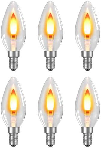 Hompavo Christmas Decorations, LED Flame Light Bulbs, Flickering Lights with Realistic Flame Effect for E12 Candelabra Base, Perfect for Chandeliers, Wall Sconces, Home Indoor Outdoor - 6 Pack