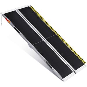 VNN Portable Wheelchair Ramp 6FT, Non-Slip Aluminum Folding Handicap Ramp, Door Threshold Wheelchair Ramps for Home, Wheel Chair Ramp for Home Steps, Scooter Ramp for Car, Doorways, Curbs, Stairs (6FT (Usable height 6-18 inch))