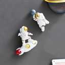 Astronauts Wall Decor Set of 2 Wall Sculptures, Modern Home Decor Wall Decorations for Living Room Bedroom, 3D Wall Decor Space Theme Kid Room Wall Decor, Outer Space Wall Decor for Boys Room Playroom (White)