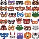 Charniol 48 Pcs Animal Masks for Kids Safari Paper Animal Face Mask Party Favor Jungle Woodland Bulk Birthday Party Toys Zoo Safari Theme Cosplay Dress up Halloween Supplies, 24 Different Designs