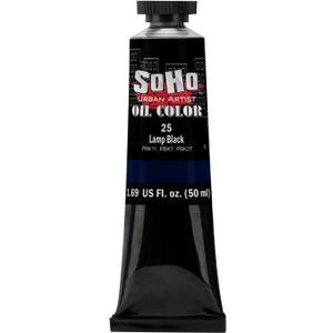Soho Urban Artist Oil Paint - Lamp Black, 50 ml Tube - Best Valued Oil Colors for Painting, Excellent Pigment Load