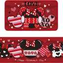 HemerVows Valentines Kitchen Rug Set, 2 Pcs Cute Love Heart Runner Rugs for Valentine's Day Home Decor, Kitchen Floor Mats Housewarming Gifts, with 12 Pcs Corner Grippers (16" x 47")