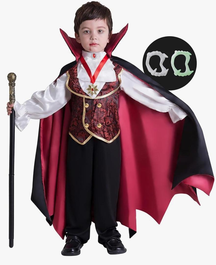 Spooktacular Creations Halloween Gothic Vampire Costume Kids, Deluxe Halloween Vampire Costumes for Dress Up, Role Play, 3-4 Years Old