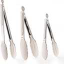 CAROTE Tongs for Cooking Heat Resistant Stainless Steel Kitchen Tongs with Non Scratch Silicone Tips, Perfect for Nonstick Cookware, BBQ Tongs Set of 3 (7"+9"+12")