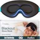 MyHalos® Sleep Mask – 3D Blackout Eye Mask for Women & Men, Side Sleepers, Zero Pressure Memory Foam Eyelash Friendly, Breathable,Award-Winning Sleep Aid for Travel (Black, 1 Count (Pack of 1)