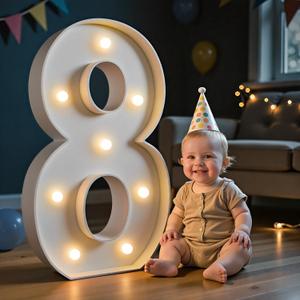 imprsv Marquee Numbers, 3FT Light Up Numebr for 8th Birthday Party Decorations, Mosaic Number for Balloons, Large Cardboard Signs, Eight Balloon Frame, Birthday Party Blocks