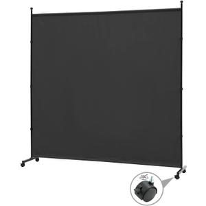 6FT Single Panel Room Divider with Wheels,Rolling Fabric Room Dividers for Partition Privacy Screens,Freestanding Wall Divider for Home Office,Restaurant,Hospital,(Black)
