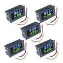 diymore 5PCS 0.28" Volt Amp Meter Digital Voltmeter Ammeter DC 100V 10A Waterproof Dual Display Current Voltage Meter Mini Ammeter Voltmeter 3 Bits Dual LED Display Panel(Blue-Green)