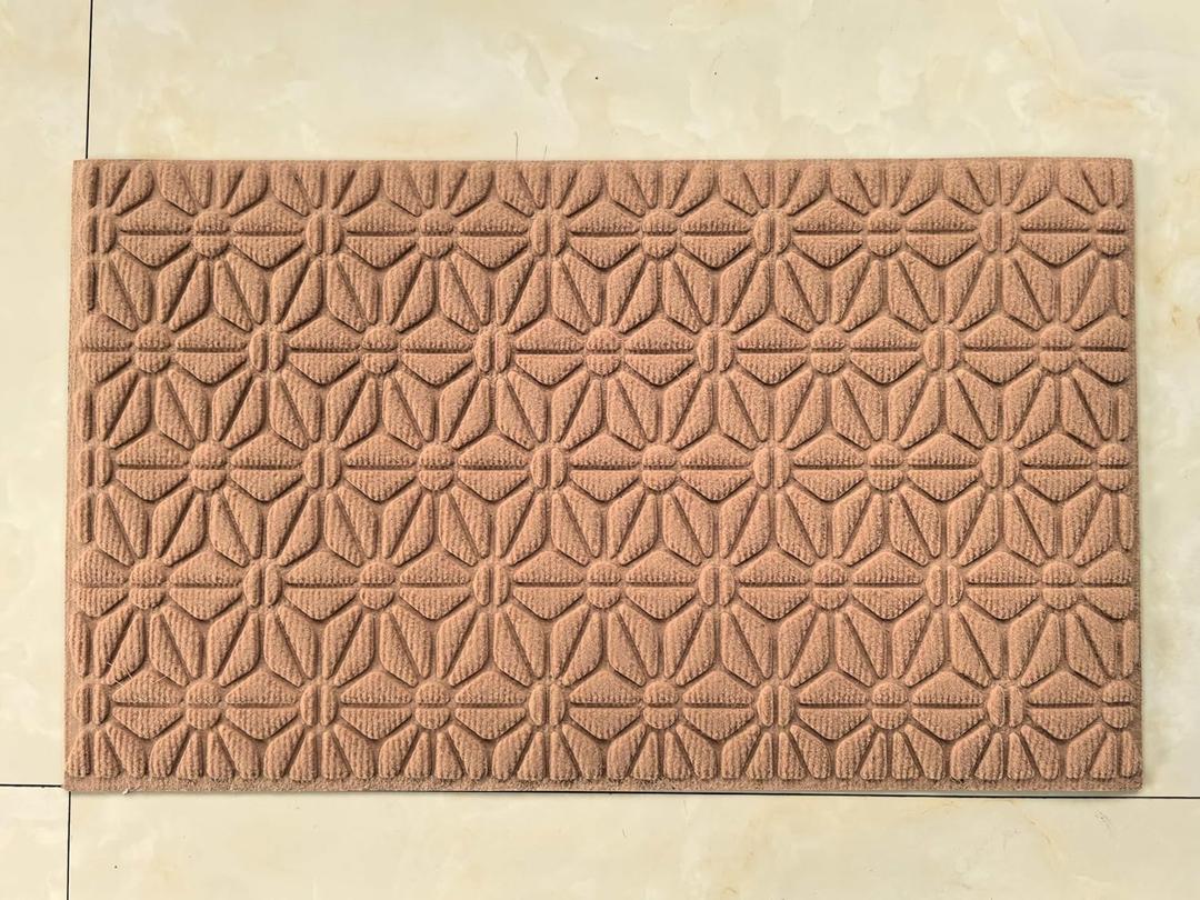 Embossed Doormat Anti Slip Outdoor Carpet, Multi Color Welcome mat, Size 43 74cm, PVC Bottom Surface (Beige)