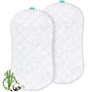 Bassinet Mattress Protector, Universal Fit for Halo Bassinets Swivel and Hourglass/Oval Bassinet Mattress, Ultra Soft Waterproof and Breathable, 2 Pack (18x30 Inch)