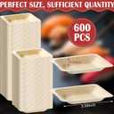 600 Pcs Disposable Square Palm Bowls Palm Leaf Bowls Bamboo Disposable Plates Square Wood Plates for Birthday Party, Wedding Events, Appetizer, Dessert, Catering and Home Use (3.94x3.94x0.6 Inch)
