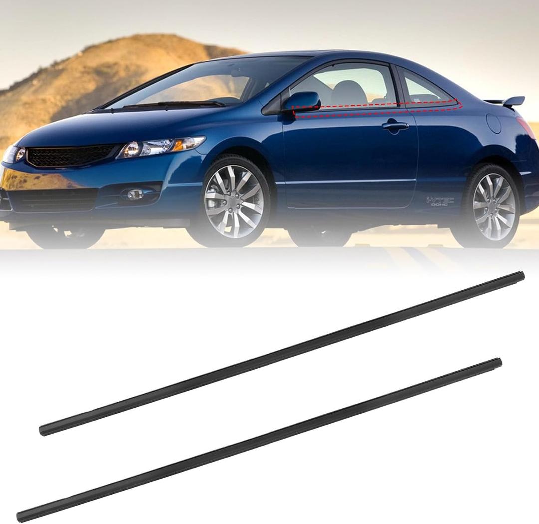 2Pcs Left&Right Weatherstrip Window Moulding Trim Seal Belt Compatible with Honda Civic Coupe 2D 2006-2011 Car Outer Door Seal Belt Replaces# 72410-SVA-A01ZA 72450-SVA-A01ZA