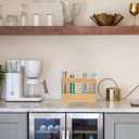 Wooden Straw Holder Straw Organizer Straws Storage Container with 4 Pcs Double Sided Adhesive Tape for Kitchen Counter