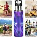 Wolf Water Bottle Wolf Cups Galaxy Water Bottle for Kids Girls with Straw Lid Wolves Insulated Stainless Steel Water Flask Sport Gym 20 oz