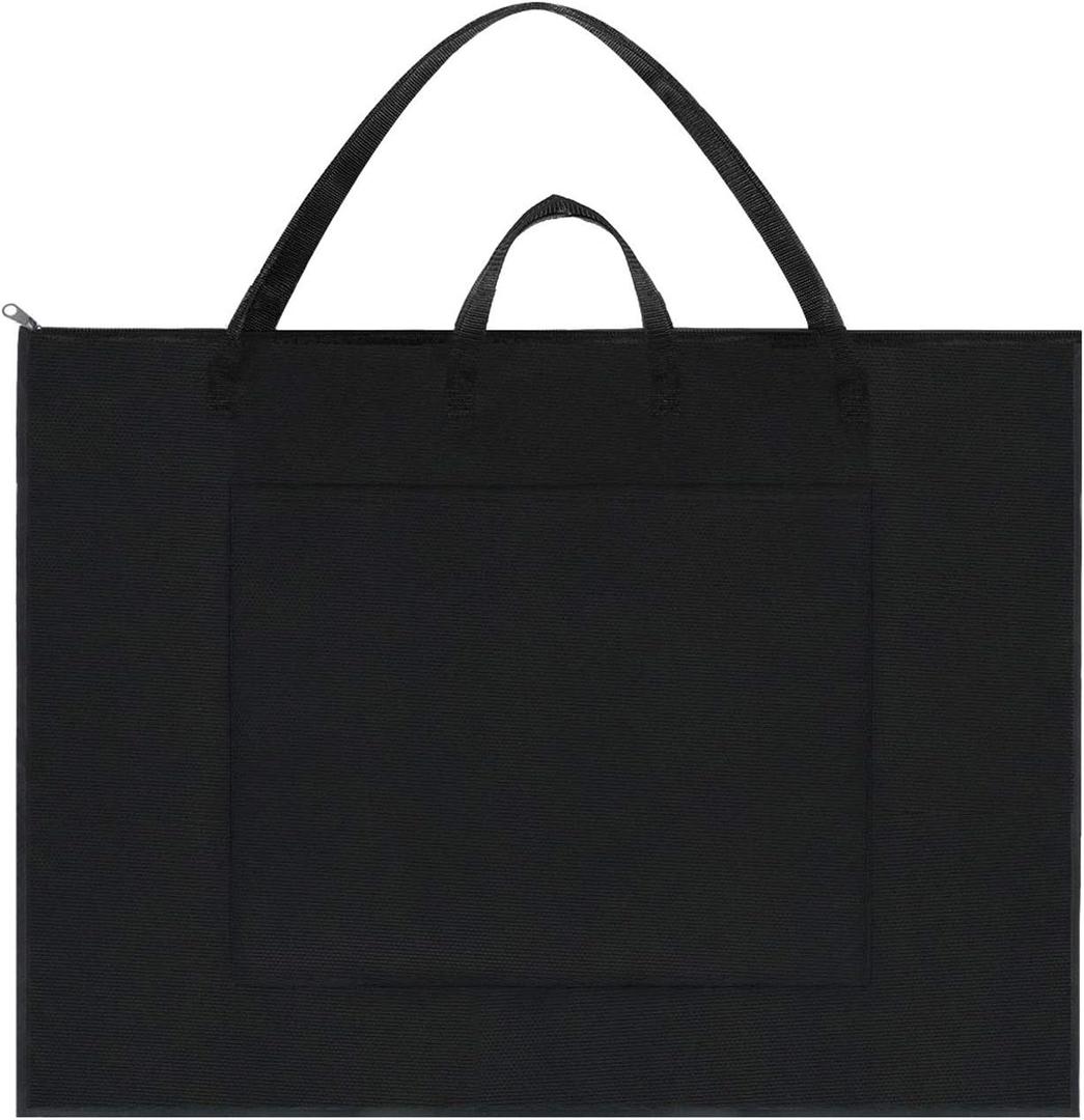 BUSOHA Large Art Portfolio Tote Bag with Nylon Shoulder,24"X 36" Light Weight Waterproof Poster Board Storage, Portfolio Folder for Artwork Poster, Sketching, Student Art Portfolio, Drawing (Black - 24x36 inch)