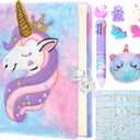 Fluffy Diary with Lock for girls, 6 7 8 year old girl birthday gifts, Princess Diaries Girls diary journals, Back to School Supplies Notebook, Birthday Christmas Gifts for daughter granddaughter niece (Purple)
