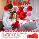 Fulmoon 13 Pcs Valentine Paper Kit Party Decorations, Valentine's Day Decorations Paper Flowers Hanging Fan Heart Craft Kit with Be Mine Banner, for Anniversary, Wedding, Engagement Party