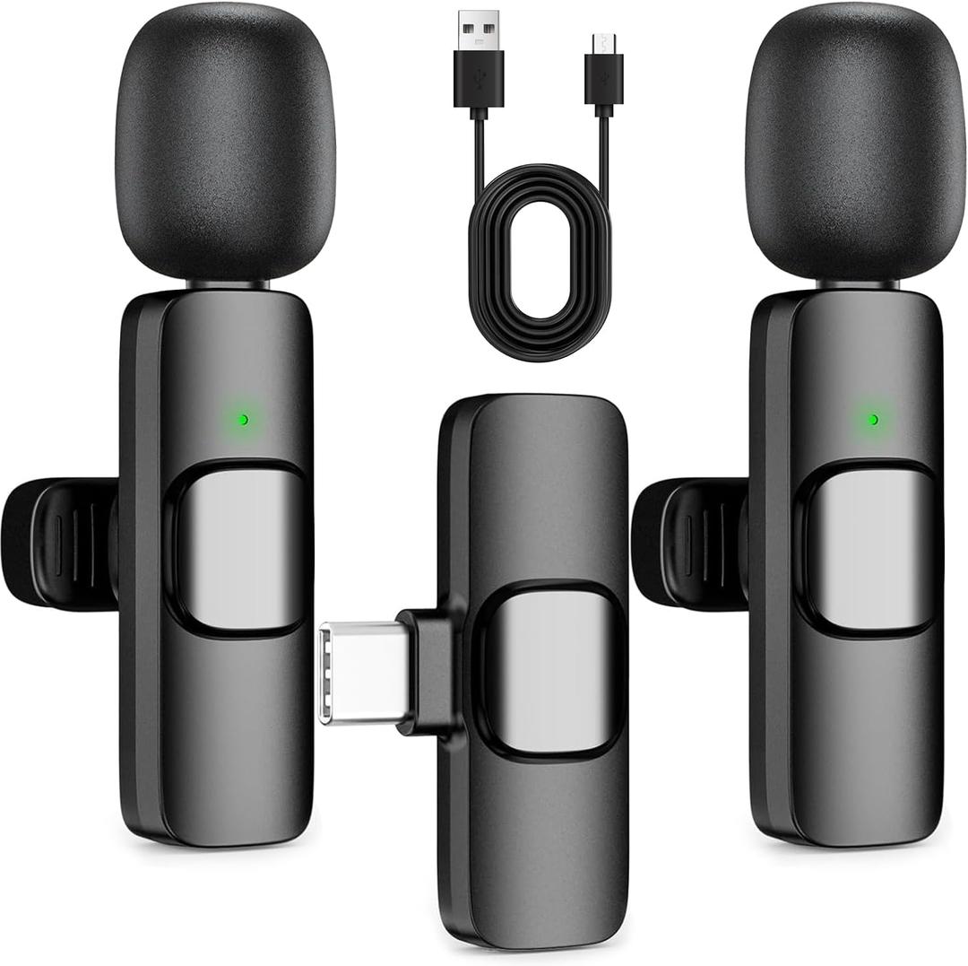 Wireless Lavalier Lapel Microphone for iPhone  Mini Bluetooth Mic with Reverb, Portable Clip-on Mic for Video Recording, Vlogging, Podcast, Interviews, TikTok, YouTube (Black)