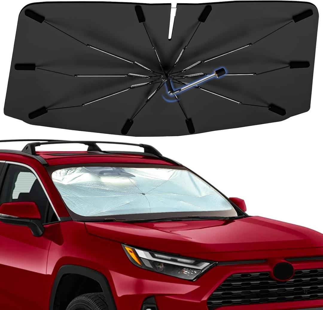 Windshield Sun Shade Umbrella for Toyota RAV4 2019-2026, 360 Rotation Car Sunshade, Highly Reflective Front Window Sun Shield Visor for UV Protection, Keep Car Cool Accessories