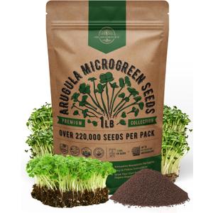 Organo Republic Arugula Sprouting & Microgreens Seeds - Non-GMO, Heirloom Sprout Seeds Kit, 1lb Resealable Bag for & Growing Microgreens in Soil, Coconut Coir, Aerogarden & Hydroponic System.