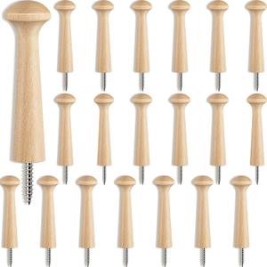 20 Pieces Wooden Shaker Peg Screw-on Pegs 2.9 Inch Long Unfinished Wood Shaker Racks for Hanging Clothes Hats Towel and More DIY Paint Color (Wood Color)