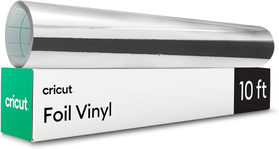 Cricut Foil Vinyl - Silver - 12 in x 10 ft - DIY Personalized Decals, Labels, & More - Metallic Finish - Long Lasting - Optimized Cutting Machines