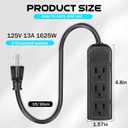 Copkim 12 Pack 3 Outlet Power Strip Extension Cord with Flat Plug Mini Cord 3 Ground Heavy Duty Mountable Outlets Strip for Computer Phone Home Office (1 ft, Black)