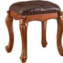 Foot Stools,Vintage Ottoman Cherry Leather Foot Rest,Wooden Footrest,Upholstered Footstool for Couch/Living Room/Sofa (18.5)