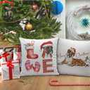 Boxer Dog Christmas Pillow Covers 18x18, Boxer Gifts for Lovers, Merry Christmas Xmas Pillow Covers for Couch, Living Room Bedroom Decor, Set of 2