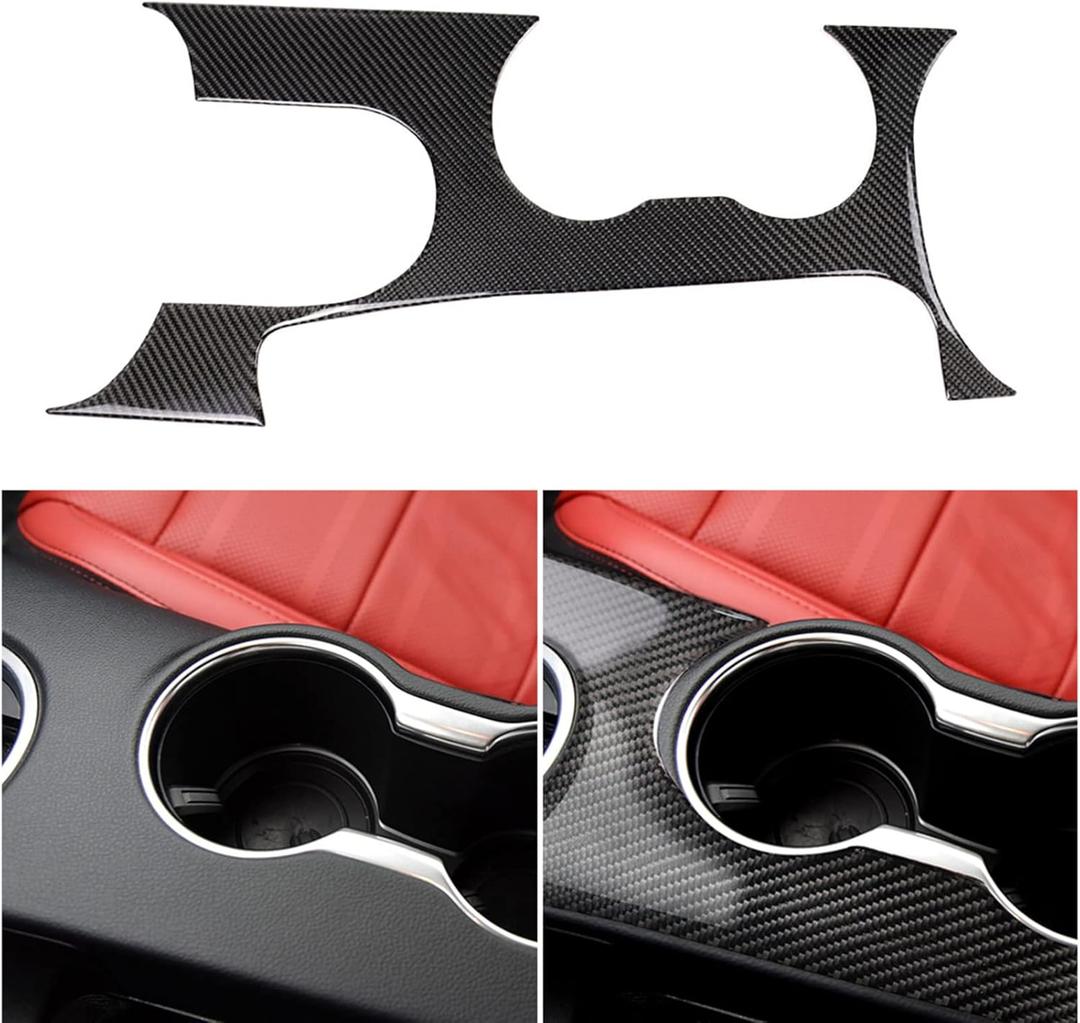 NVCNX Real Premium Carbon Fiber Compatible With Ford Mustang GT 2015-2023 2016 2017 2018 2019 2020 2021 2022 Car Center Console Gear Shift Box Panel Cover Sticker Decal Interior Trim Accessories Black