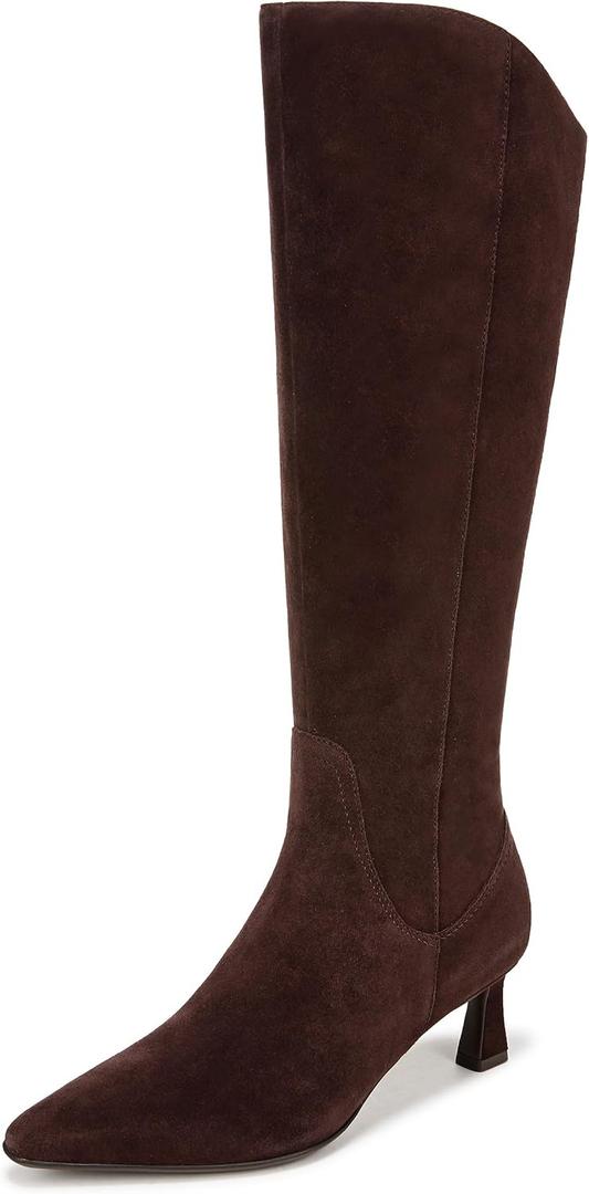 Naturalizer Womens Deesha Pointed Toe Wide Calf Tall Boot Mahogany Brown Suede, Size 9 
