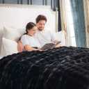 Cozy Bliss Faux Fur Throw Blanket for Couch, Fuzzy Soft Plush Thick Bubble Blanket for Sofa Bedroom Living Room, 60 * 80 Inches Black