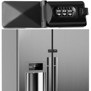 French Door Fridge Child Proof Lock Keyless Password Code Baby Safety Double Door Refrigerator/ Freezer Locks for Kids, Adhesive Cabinet Cupboard Lock Easy to Install (1, Black)