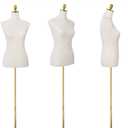 Mannequin Torso Dress Form 40.55-73.23 Inch Height Adjustable Female Model Display Mannequin Body with Metal Bracket and Rectangular Base for Sewing Dressmakers Dress Jewelry Display, Beige
