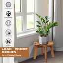 Demigo Indoor Plant Stand, Acacia Wooden Decorative Plant Shelf with Spill-Proof Tray, Stable 8 Tall Flower Holder for Heavy Pots, Gardening Display for Decor Living Room Patio - Natural Brown