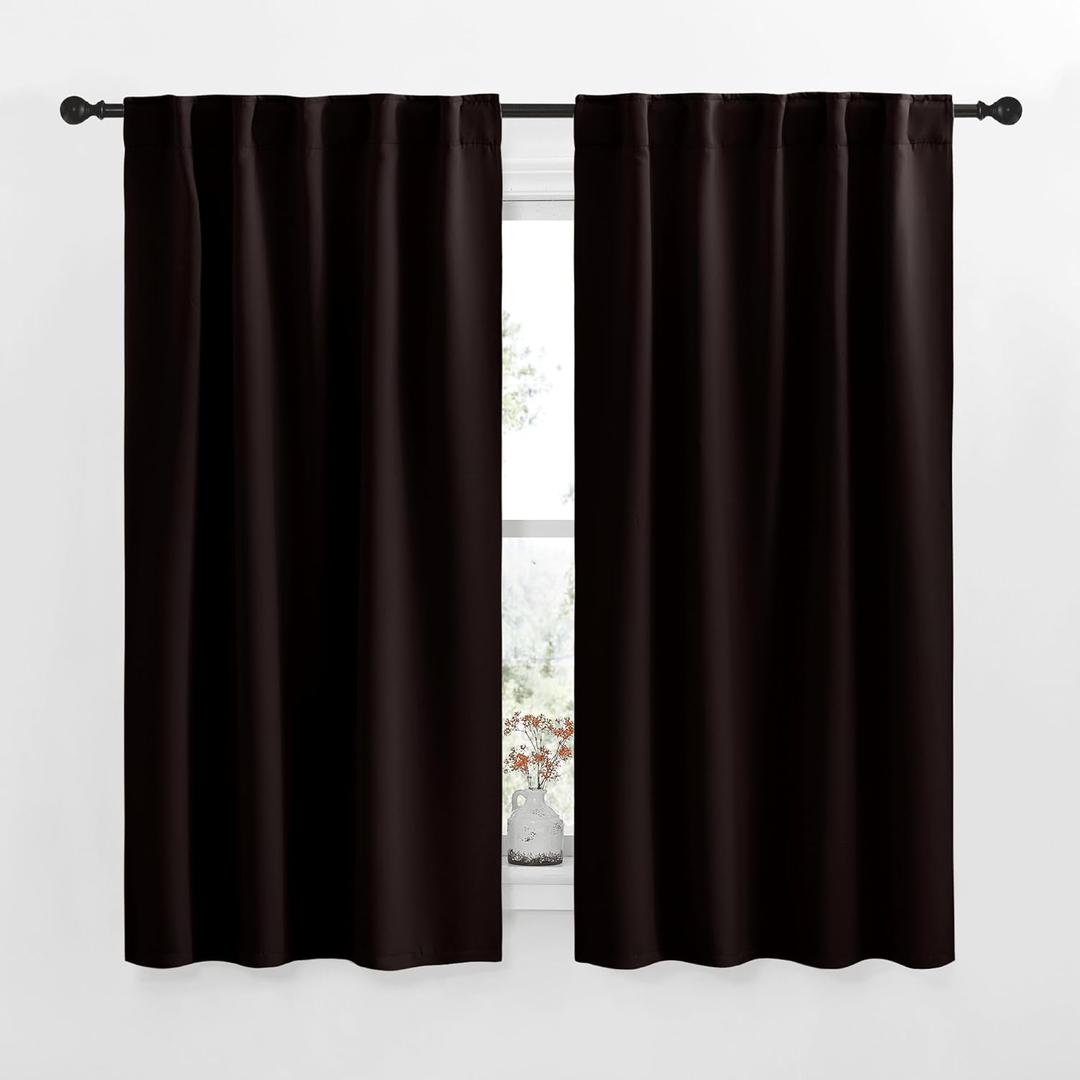 NICETOWN RV Curtains for Camper Windows - (Toffee Brown Color) 42x50 Inch, 2 Panels Set, Thermal Insulated Room Darkening Blackout Drapes/Draperies with Rod Pocket & Back Tab for Half Window