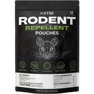 SoFyre Rodent Repellent Pouches 12-Pack Mouse Repellent for Home RV Garage Car Basement, Mice Indoor & Outdoor Deterrent, Peppermint Cinnamon Cedarwood Rat Repellent, Plant-Based Natural Pest Control