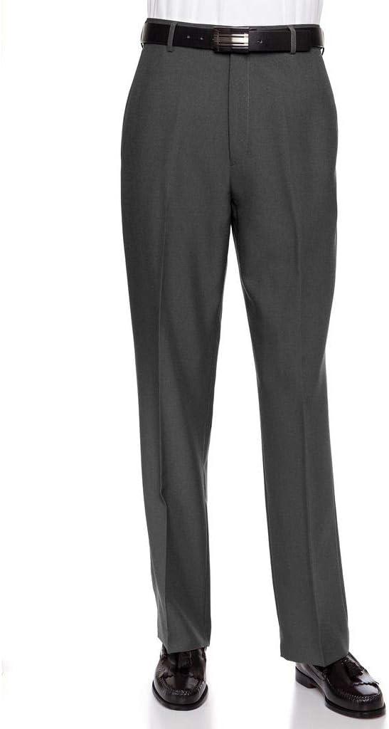 Mens Dress Pants Flat Front - Machine Washable Casual Pants Comfortable for Everyday Wear - Versatile Suit Pant for Work (40W x 30L, Charcoal)