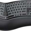 ProtoArc Backlit Bluetooth Ergonomic Keyboard, EK01 Plus Full Size Wireless Split Keyboard with Dual Bluetooth and USB, Cushioned Wrist Rest, Rechargeable, Compatible with Windows/Mac/Android, Black