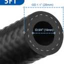 LokoCar Rubber Fuel Hose Line Push Lock 3/4" ID SAE 30R7 NBR 5ft 300PSI Black