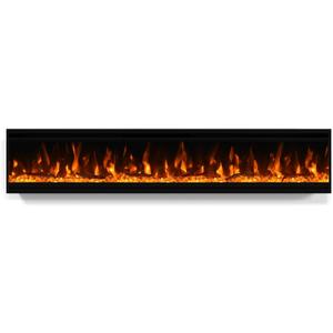 70 inch Electric Fireplace, 4.3" Ultra-Thin Electric Fireplace Inserts, Ultra-Narrow Frame, Wall Mounted and Recessed Fireplace, Log & Crystal, Touch Screen & Remote Control, 1500W