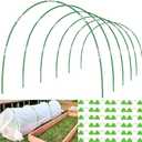 Garden Hoops for Raised Beds Row Cover, 36pcs 8ft Greenhouse Garden Grow Tunnel Netting Hoops, Greenhouse Support Hoops Garden Bed Hoops, Flexible Fiberglass DIY Hoops for Outdoor Plant, 24pcs Clips