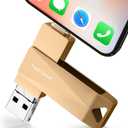512GB Photo Stick for Phone, Qainerly USB Flash Drive for Phone All Models, 4-in-1 Design Transfer Storage, iPad/PC/Android (gold)