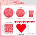 Gatherfun Valentine's Day Party Supplies Hot Heart Love Disposable Paper Plates Napkins Cups plastic Tablecloth with Banner for Valentine's Day, Engagements, Anniversary, Birthday Party Serve 25